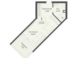 Продается Апартамент АК Тамерун, корп 2, 34.65  м&sup2;, 11583495 рублей