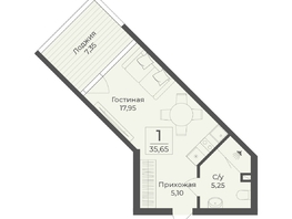 Продается Апартамент АК Тамерун, корп 2, 35.65  м&sup2;, 11773056 рублей