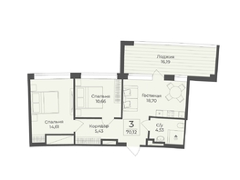 Продается Апартамент АК Тамерун, корп 1, 70.12  м&sup2;, 21060542 рублей