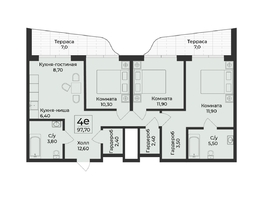 Продается 4-комнатная квартира ЖК Нега, 97.7  м&sup2;, 44277640 рублей