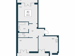 Продается 3-комнатная квартира ЖК Вилла Маяк, дом 2, 93  м&sup2;, 27460000 рублей