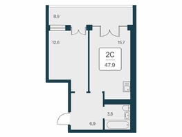 Продается 2-комнатная квартира ЖК Вилла Маяк, дом 2, 47.9  м&sup2;, 13328000 рублей
