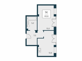 Продается 1-комнатная квартира ЖК Вилла Маяк, дом 3, 40.6  м&sup2;, 10931000 рублей